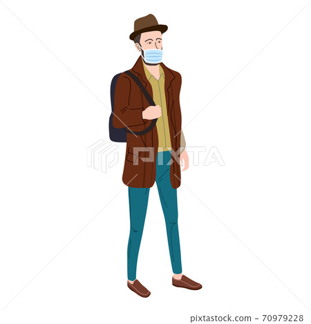 Young man student in modern autumn trendy... - Stock Illustration ...