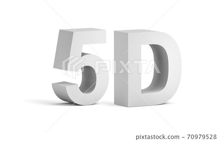 5D, digital text on white background with soft shadow 70979528