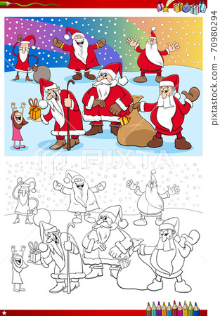 Santa Claus Christmas characters coloring book page Santa Claus Christmas characters coloring book page 70980294
