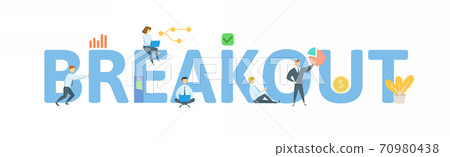 Breakout. Concept with keyword, people and icons. Flat vector illustration. Isolated on white background. Breakout. Concept with keyword, people and icons. Flat vector illustration. Isolated on white background. 70980438