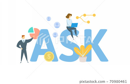 ASK, Amplitude Shift Keying. Concept with keyword, people and icons. Flat vector illustration. Isolated on white. ASK, Amplitude Shift Keying. Concept with keyword, people and icons. Flat vector illustration. Isolated on white. 70980461