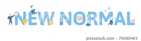 New Normal. Concept with keywords, people and icons. Flat vector illustration. Isolated on white. New Normal. Concept with keywords, people and icons. Flat vector illustration. Isolated on white. 70980465