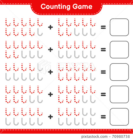 Counting game, count the number of Candy Canes and write the result. Educational children game, printable worksheet, vector illustration Counting game, count the number of Candy Canes and write the result. Educational children game, printable worksheet, vector illustration 70980738