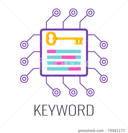 Keyword Icon Key Engaging Content Flat Vector Stock Illustration