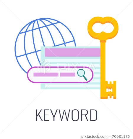 Keyword Icon Key Search Bar Flat Vector Stock Illustration