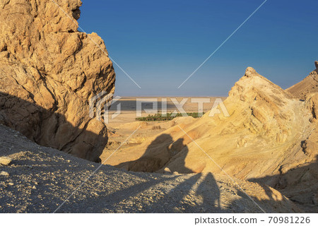 View from the height of the Atlas Mountains on the Sahara desert View from the height of the Atlas Mountains on the Sahara desert 70981226
