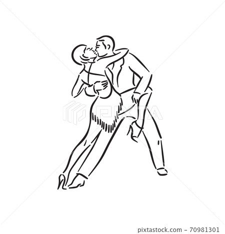 Argentine tango and salsa romance couple social pair dance illustration 70981301