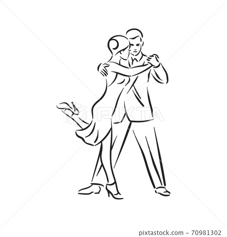 Argentine tango and salsa romance couple social pair dance illustration 70981302