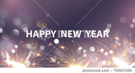 firework sparkler and christmas themed Celebration party Happy New Year Gold background design. firework sparkler and christmas themed Celebration party Happy New Year Gold background design. 70981506