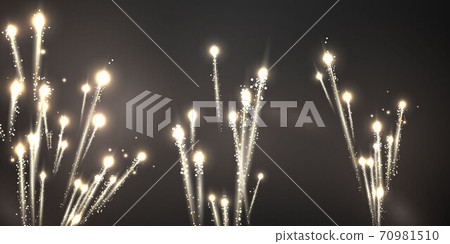 firework and christmas themed Celebration party 2021 Happy New Year Gold background design. 70981510