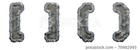 Set of symbols left and right square bracket, left and right parentheses made of industrial metal on white background 3d Set of symbols left and right square bracket, left and right parentheses made of industrial metal on white background 3d 70982093