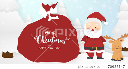 Cartoon Christmas banner or party invitation background 70982147