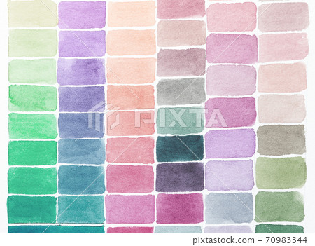 Palette of shades watercolors different colors painted on white paper. Palette of shades watercolors different colors painted on white paper. 70983344