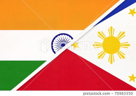 India and Philippines, symbol of national flags from textile. India and Philippines, symbol of national flags from textile. 70983350