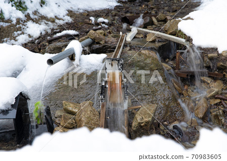 mountain stream in the forest in winter mountain stream in the forest in winter 70983605