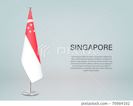 Singapore hanging flag on stand. Template forconference banner Singapore hanging flag on stand. Template forconference banner 70984102