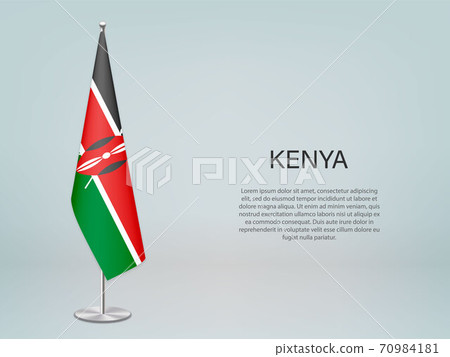 Kenya hanging flag on stand. Template forconference banner Kenya hanging flag on stand. Template forconference banner 70984181