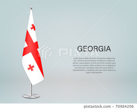 Georgia hanging flag on stand. Template forconference banner Georgia hanging flag on stand. Template forconference banner 70984206