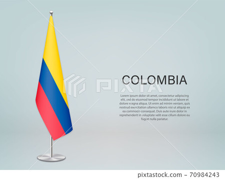 Colombia hanging flag on stand. Template forconference banner 70984243