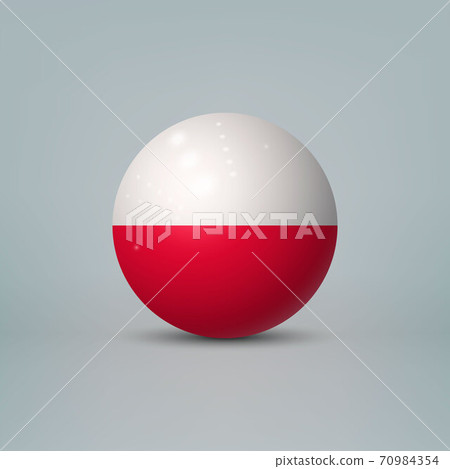 3d realistic glossy plastic ball or sphere with flag of Poland 70984354