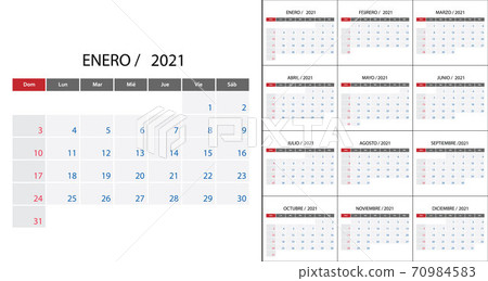 Simple Calendar 2021 on Spanish language week start on Sunday. T 70984583