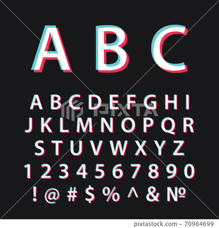 Vector Glitch alphabet. Modern social media font 70984699