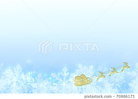 明信片模板雪和聖誕老人和雪橇閃閃發光的藍色邊 明信片模板雪和聖誕老人和雪橇閃閃發光的藍色邊 70986175