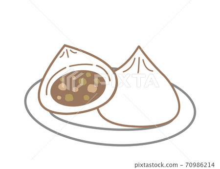 Meat bun on a plate 70986214