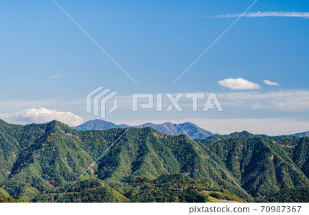 從大峰高原看到的山脈和藍天 70987367