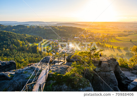 Panoramic sunset in Bohemian Paradise 70988406