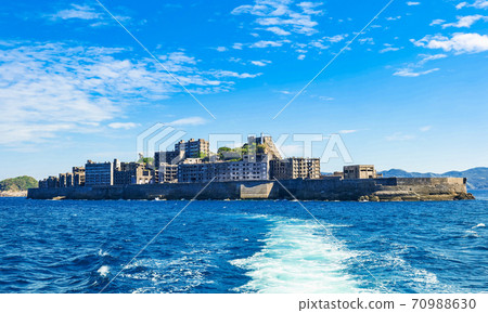 World heritage Gunkanjima Island shadow reminiscent of battleship Tosa 70988630