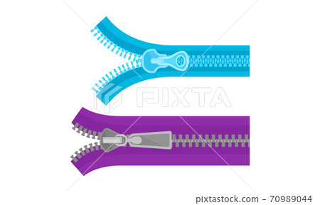 Zip Fastener with Protruding Teeth and Slider Vector Set 70989044