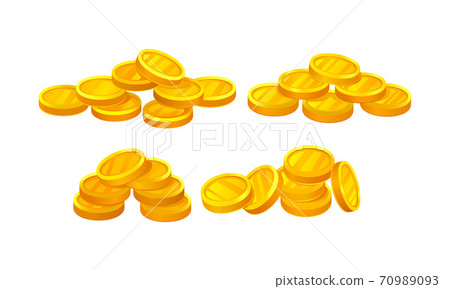 Piles of Shiny Gold Coins Isolated on White Background Vector Set Piles of Shiny Gold Coins Isolated on White Background Vector Set 70989093