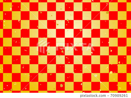 Red and gold checkered Japanese paper texture background material Red and gold checkered Japanese paper texture background material 70989261