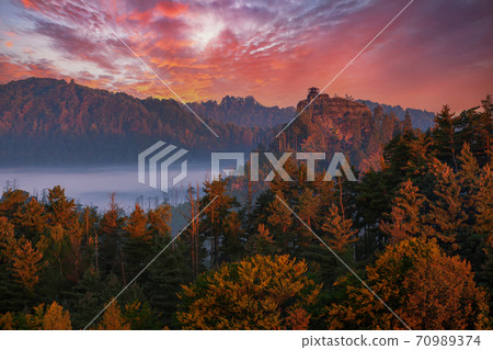 sunset over the Bohemian Switzerland 70989374