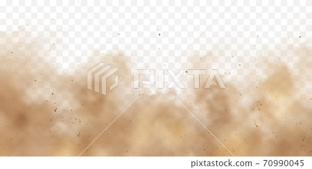 Realistic dust clouds. Sand storm. Polluted dirty brown air, smog. Vector illustration. 70990045