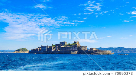 World heritage Gunkanjima Island shadow reminiscent of battleship Tosa 70990378