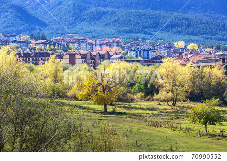 Bansko, Bulgaria, town autumn panorama Bansko, Bulgaria, town autumn panorama 70990552