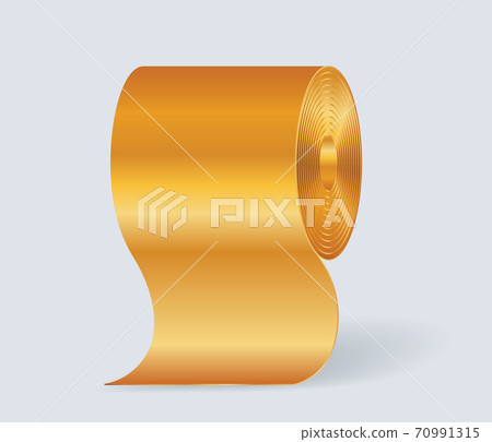 Golden toilet paper isolated on white background.  Fun vector illustration. 70991315