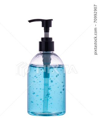 blue alcohol antiseptic gel for hand wash isolated on white background 70992907