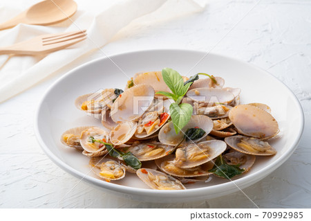 Stir Fried Clams with Roasted Chili paste Stir Fried Clams with Roasted Chili paste 70992985