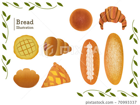 Material illustrations of various types of sweet bread 70993337