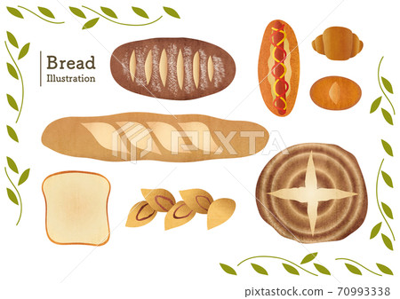 Material illustrations of various kinds of side dish bread 70993338
