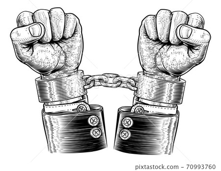 Business Suit Hands Chained Vintage Style Concept 70993760