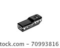 Small black action camera, video recorder. 70993816