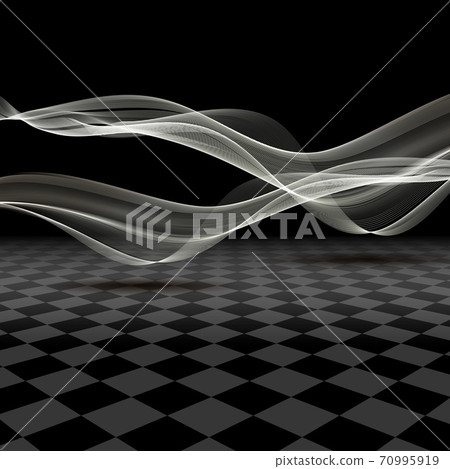 Abstract white glowing wave on black background-插圖素材 [70995919] - PIXTA圖庫