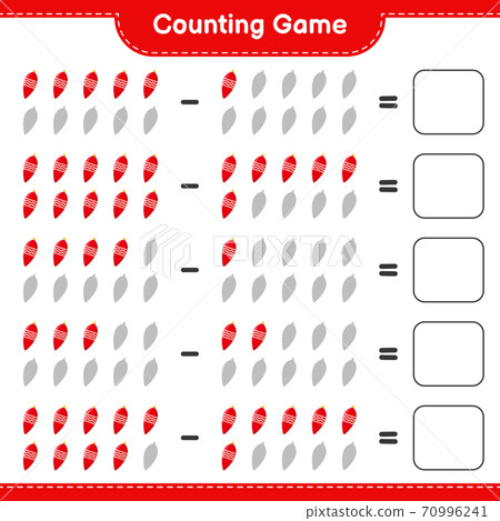 Counting game, count the number of Christmas Lights and write the result. Educational children game, printable worksheet, vector illustration 70996241