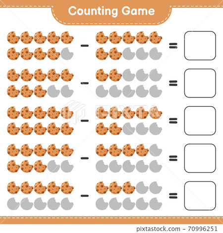 Counting game, count the number of Cookies and write the result. Educational children game, printable worksheet, vector illustration 70996251