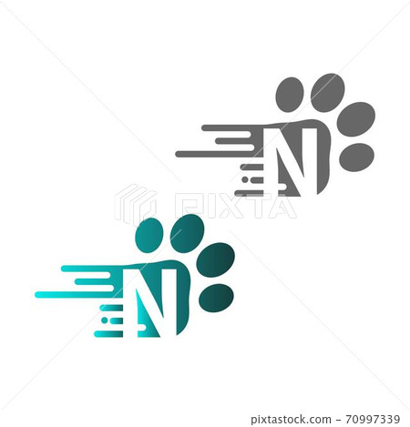 Letter N icon on paw prints logo Letter N icon on paw prints logo 70997339