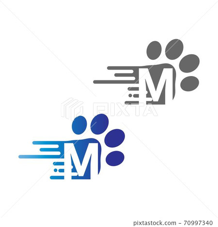 Letter M icon on paw prints logo Letter M icon on paw prints logo 70997340